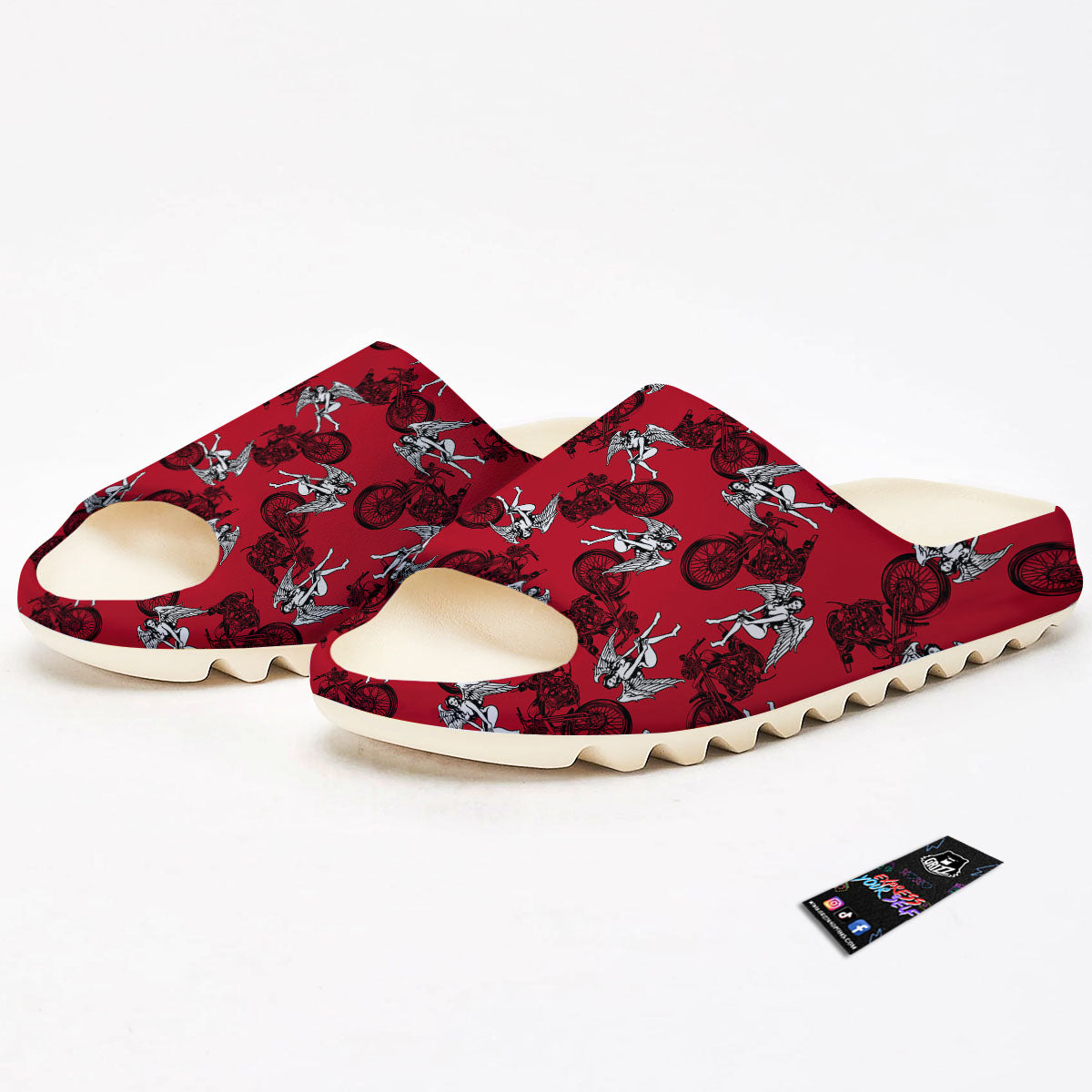 Angel And Motorcycle Print Pattern Sandals-grizzshop
