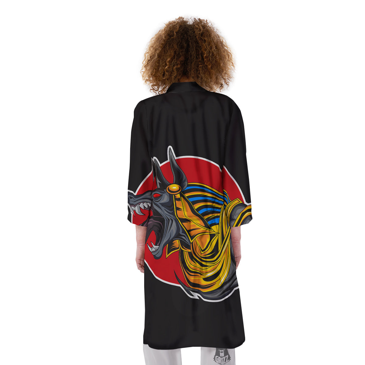 Angry Anubis Print Kimono-grizzshop