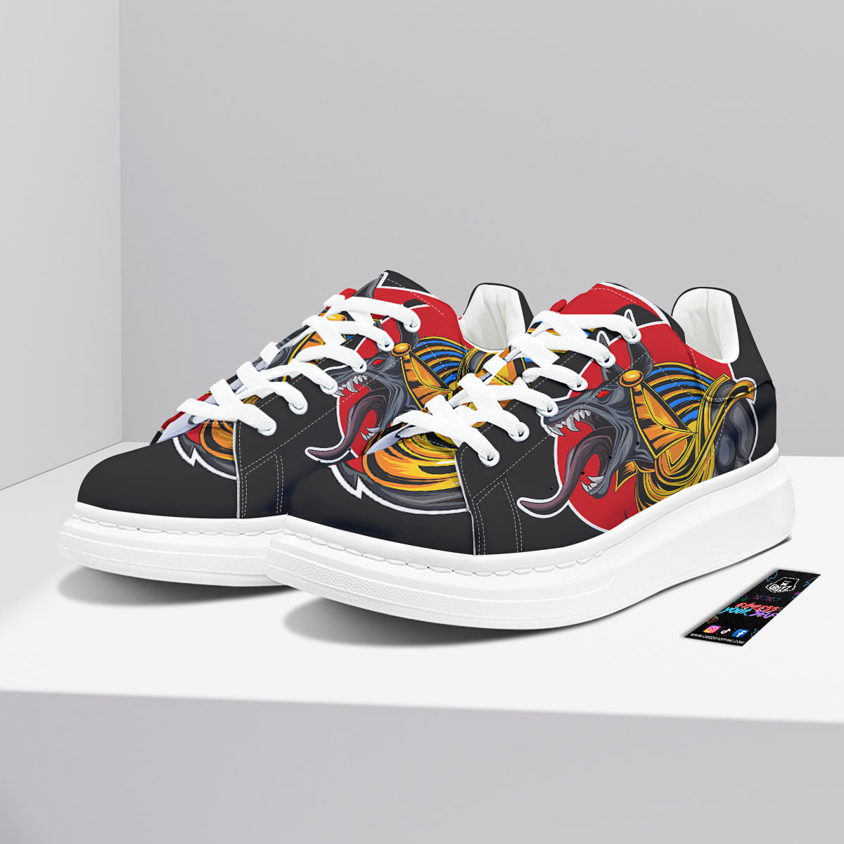 Angry Anubis Print Platform Shoes-grizzshop