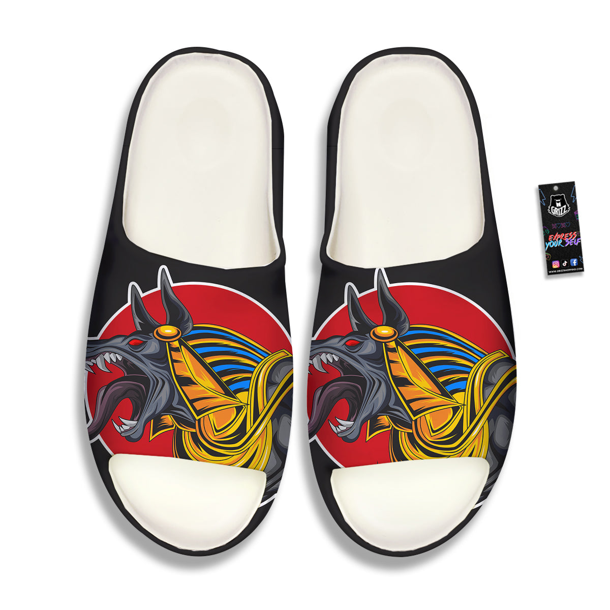 Angry Anubis Print Sandals-grizzshop