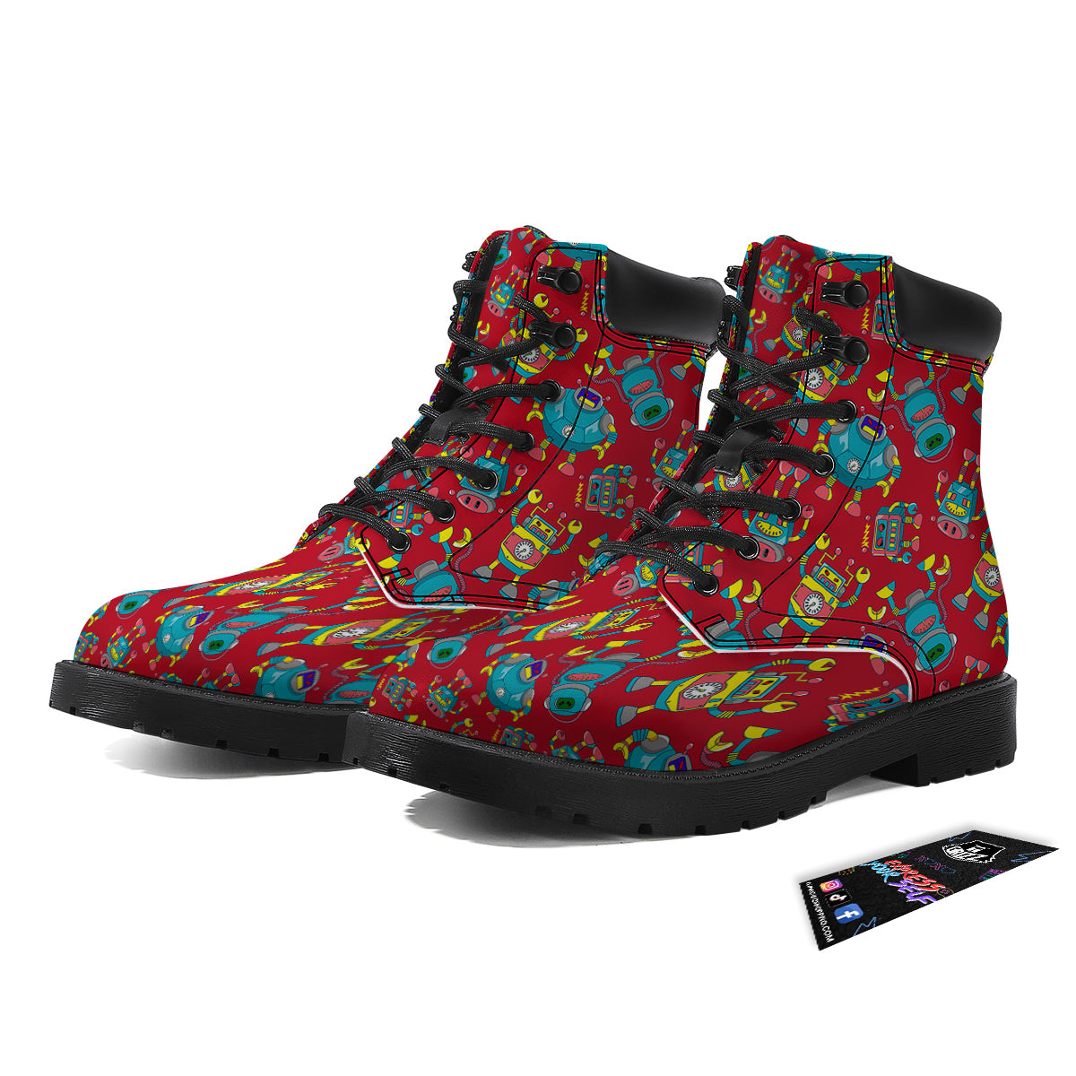 Angry Robot Print Pattern Boots-grizzshop