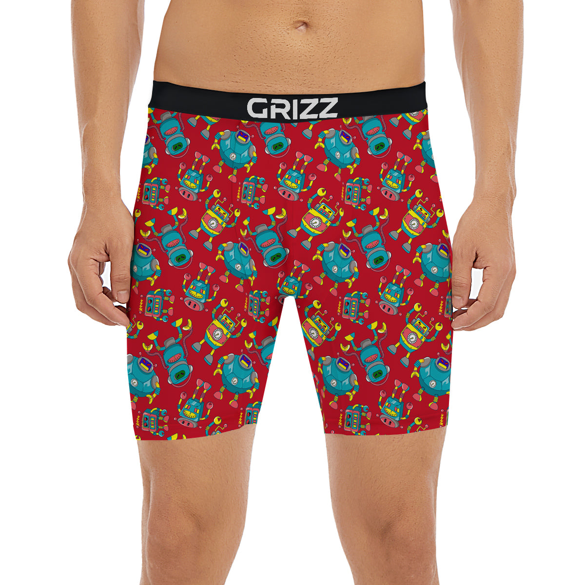 Angry Robot Print Pattern Boxer Briefs-grizzshop