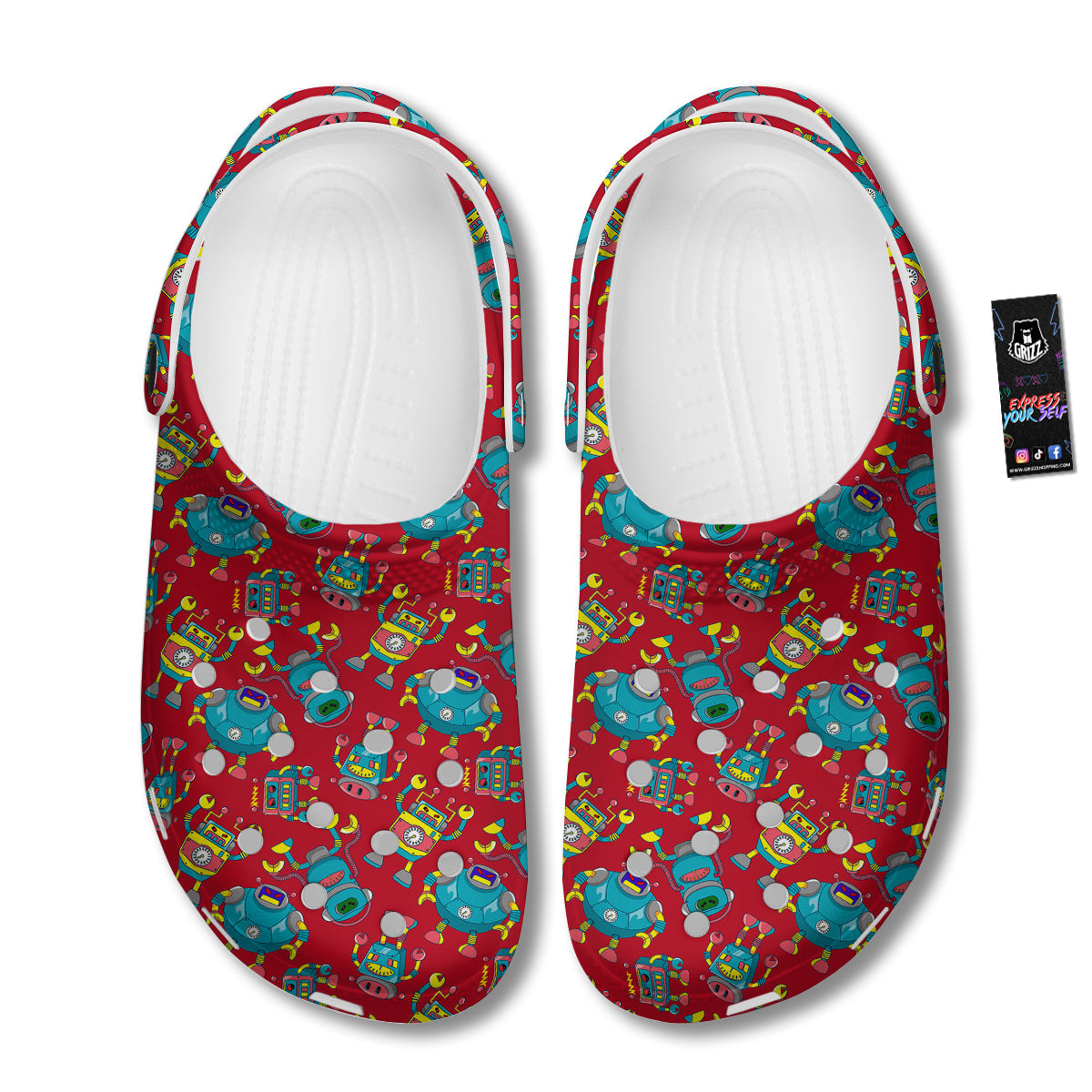 Angry Robot Print Pattern Clog-grizzshop