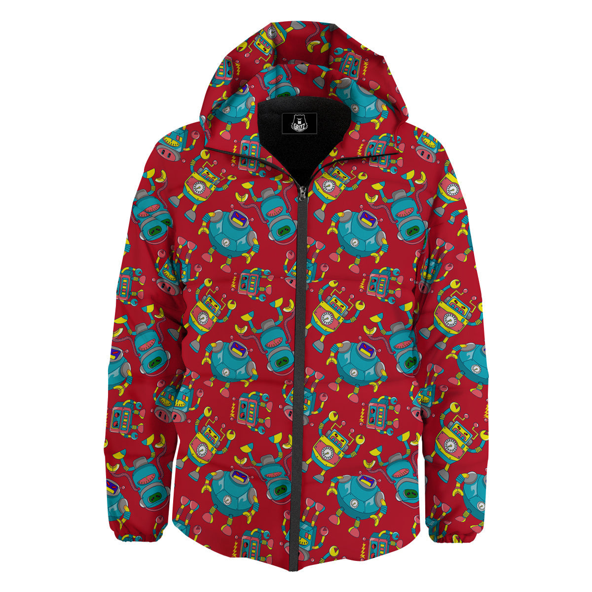 Angry Robot Print Pattern Down Jacket-grizzshop