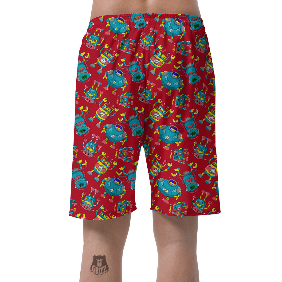 Angry Robot Print Pattern Men's Shorts-grizzshop