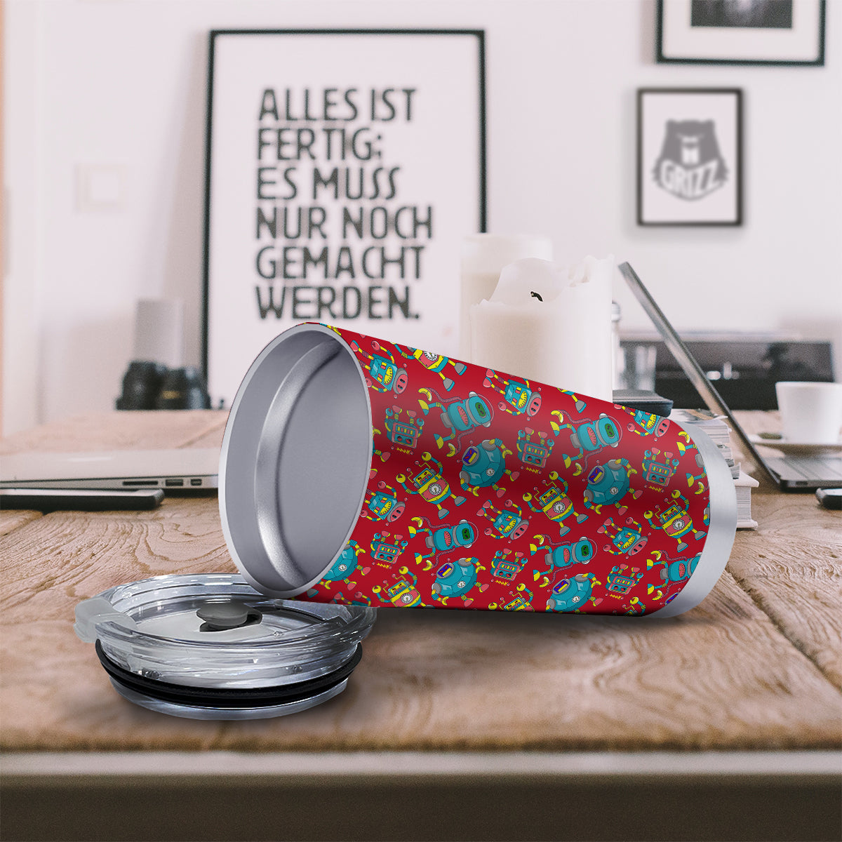 Angry Robot Print Pattern Tumbler-grizzshop