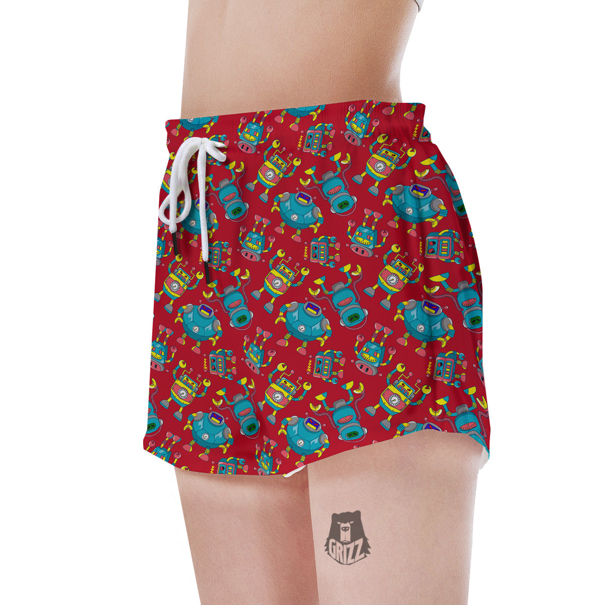 Angry Robot Print Pattern Women's Shorts-grizzshop