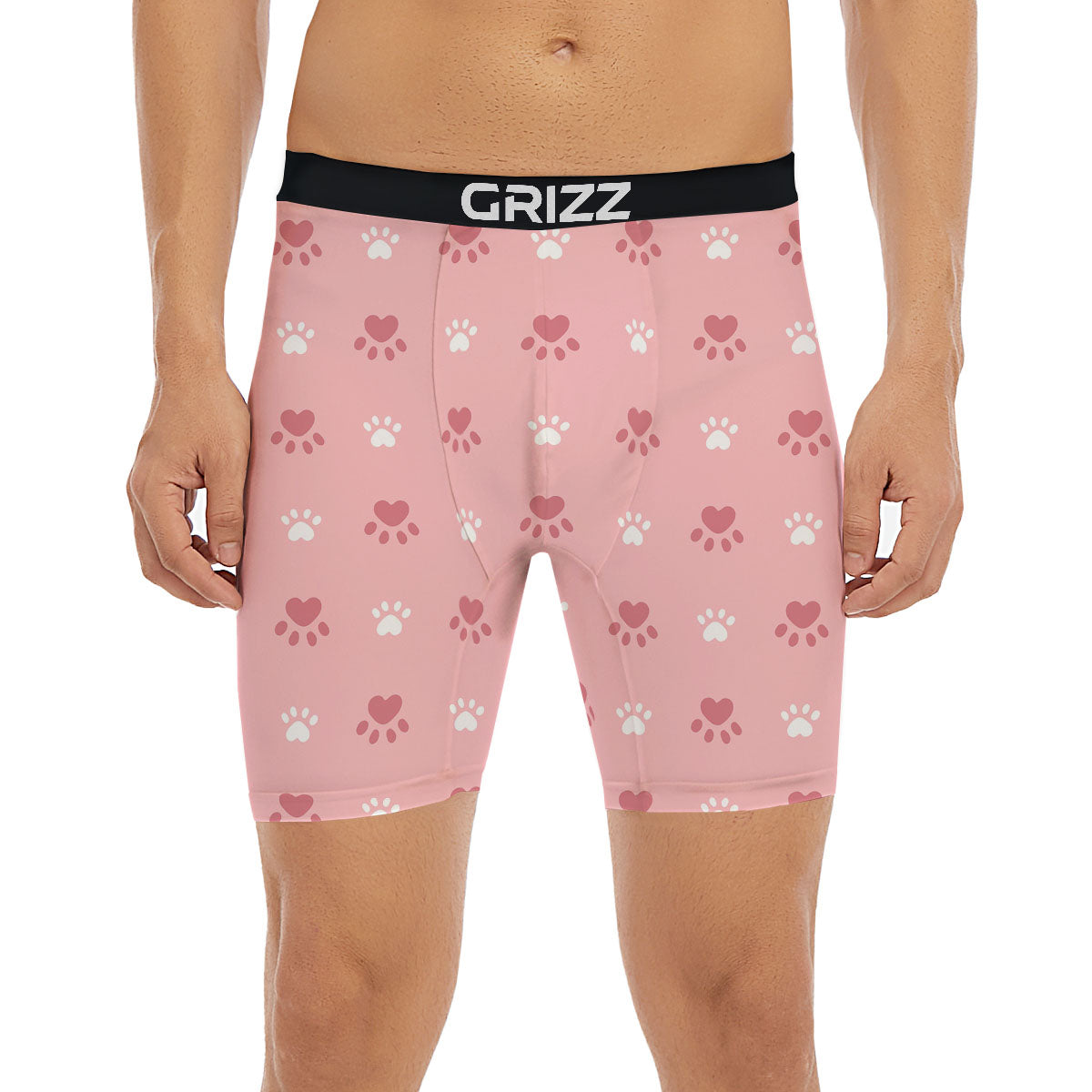 Animal Paw White And Pink Print Pattern Boxer Briefs-grizzshop