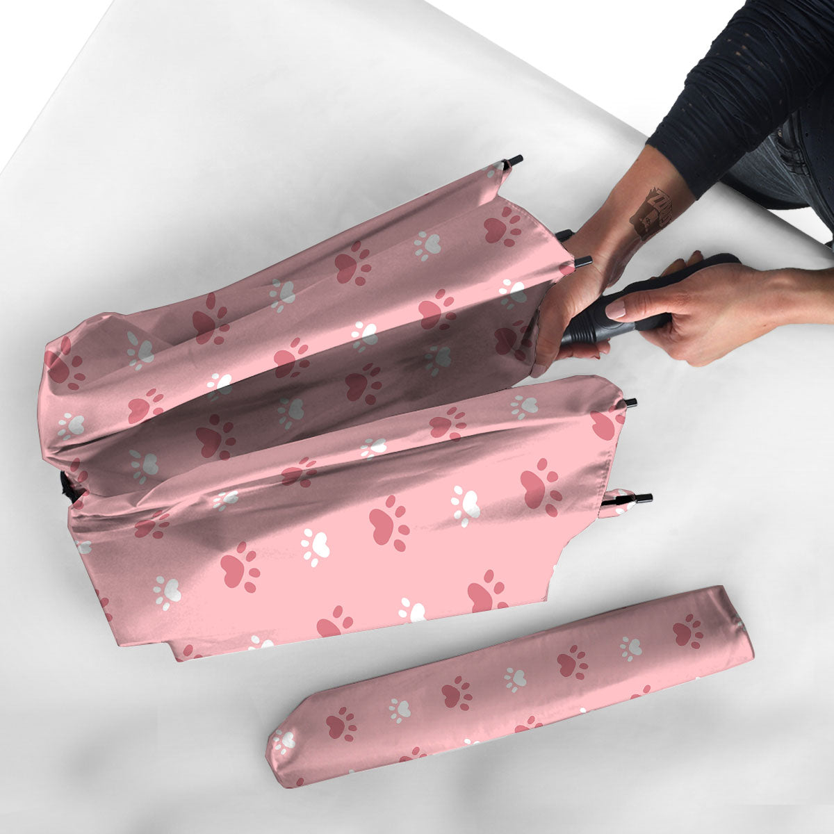 Animal Paw White And Pink Print Pattern Umbrella-grizzshop