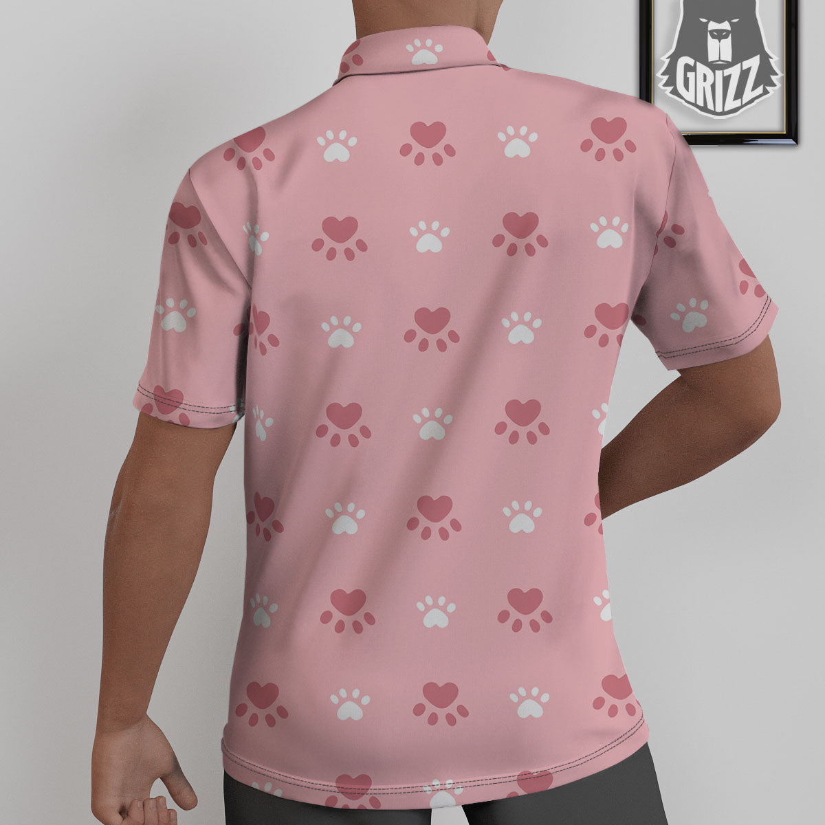Animal Paw White And Pink Print Pattern Untucked Shirts-grizzshop