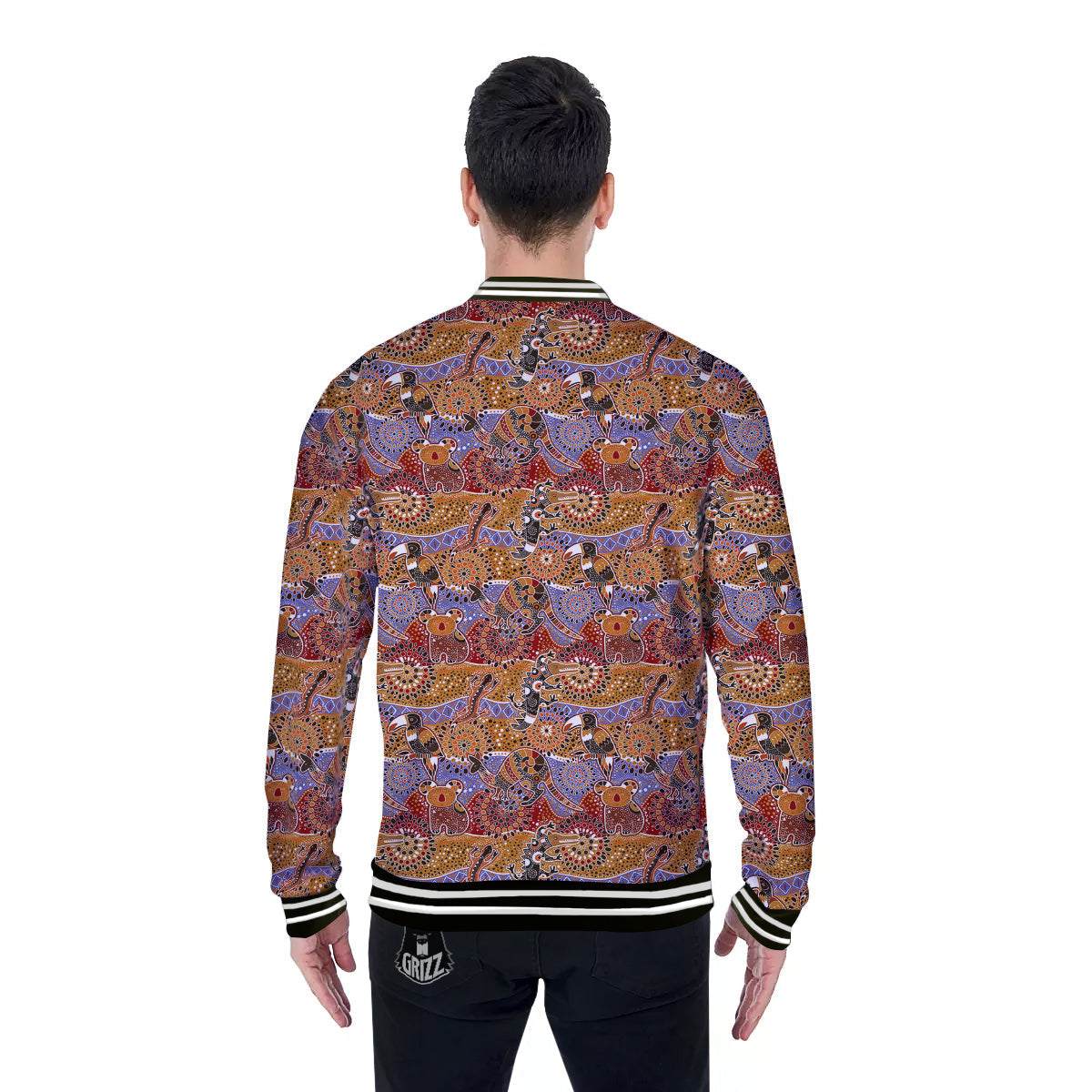 Animals Aboriginal Print Pattern Baseball Jacket-grizzshop