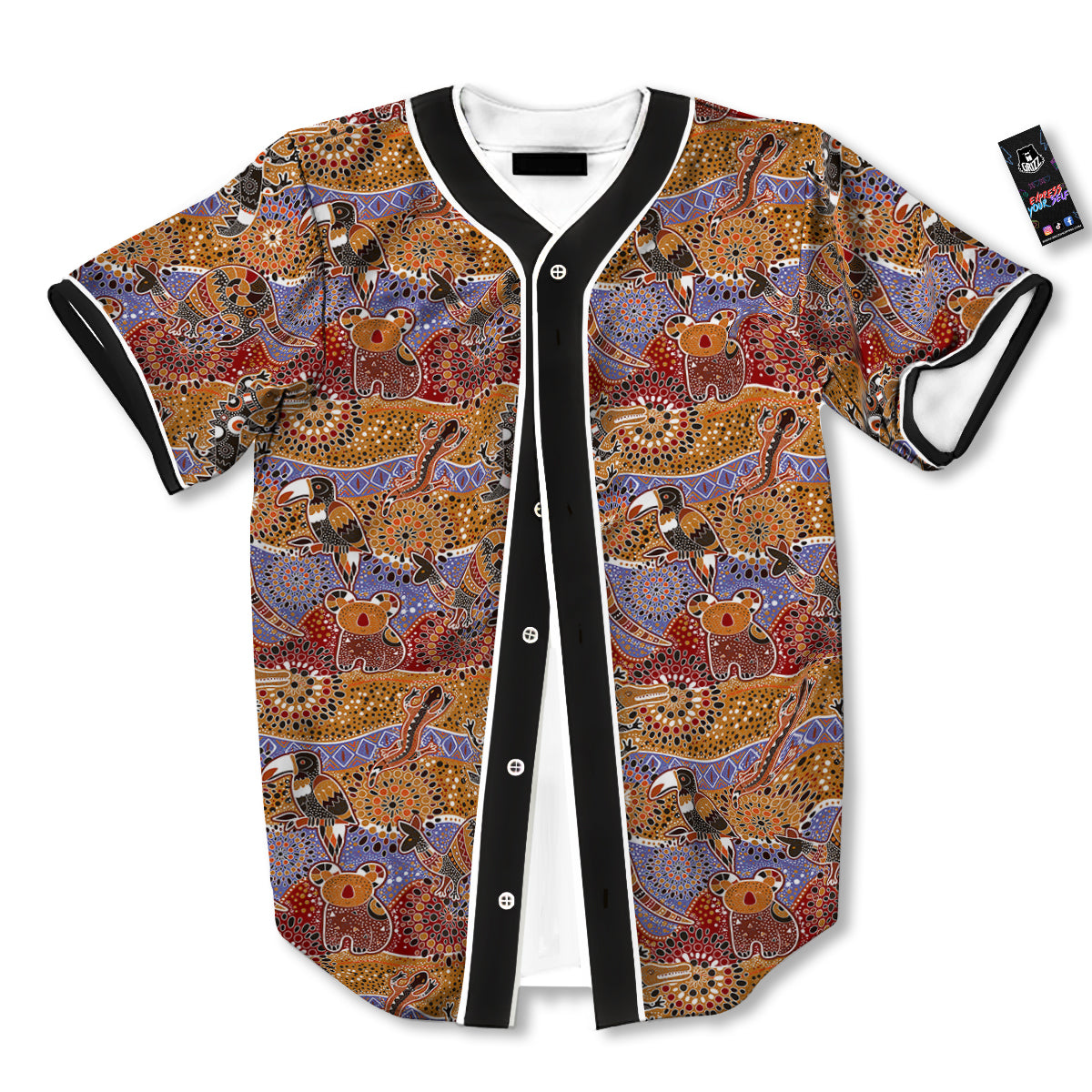 Animals Aboriginal Print Pattern Baseball Jersey-grizzshop