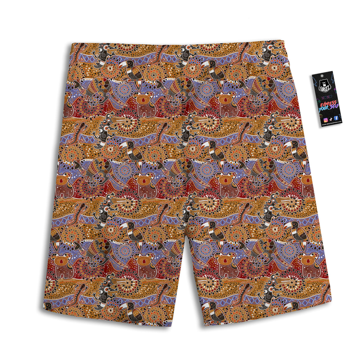 Animals Aboriginal Print Pattern Men's Athletic Shorts