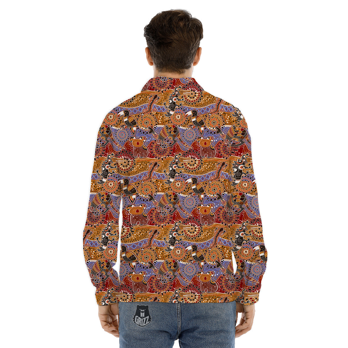 Animals Aboriginal Print Pattern Men's Dress Shirts-grizzshop
