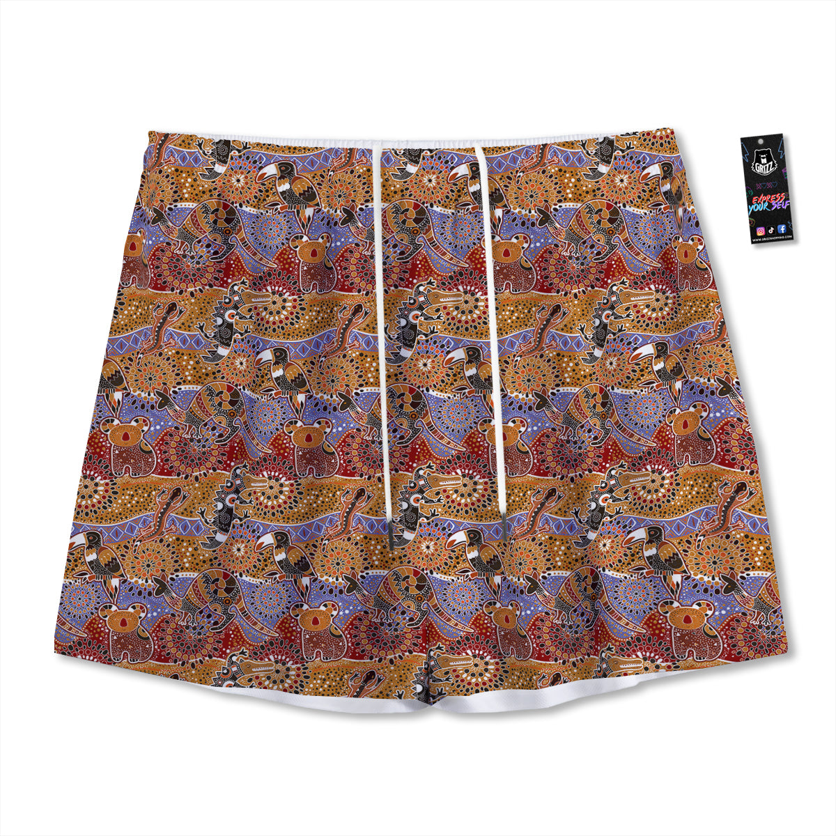 Bee Flower Print Pattern Mesh Shorts