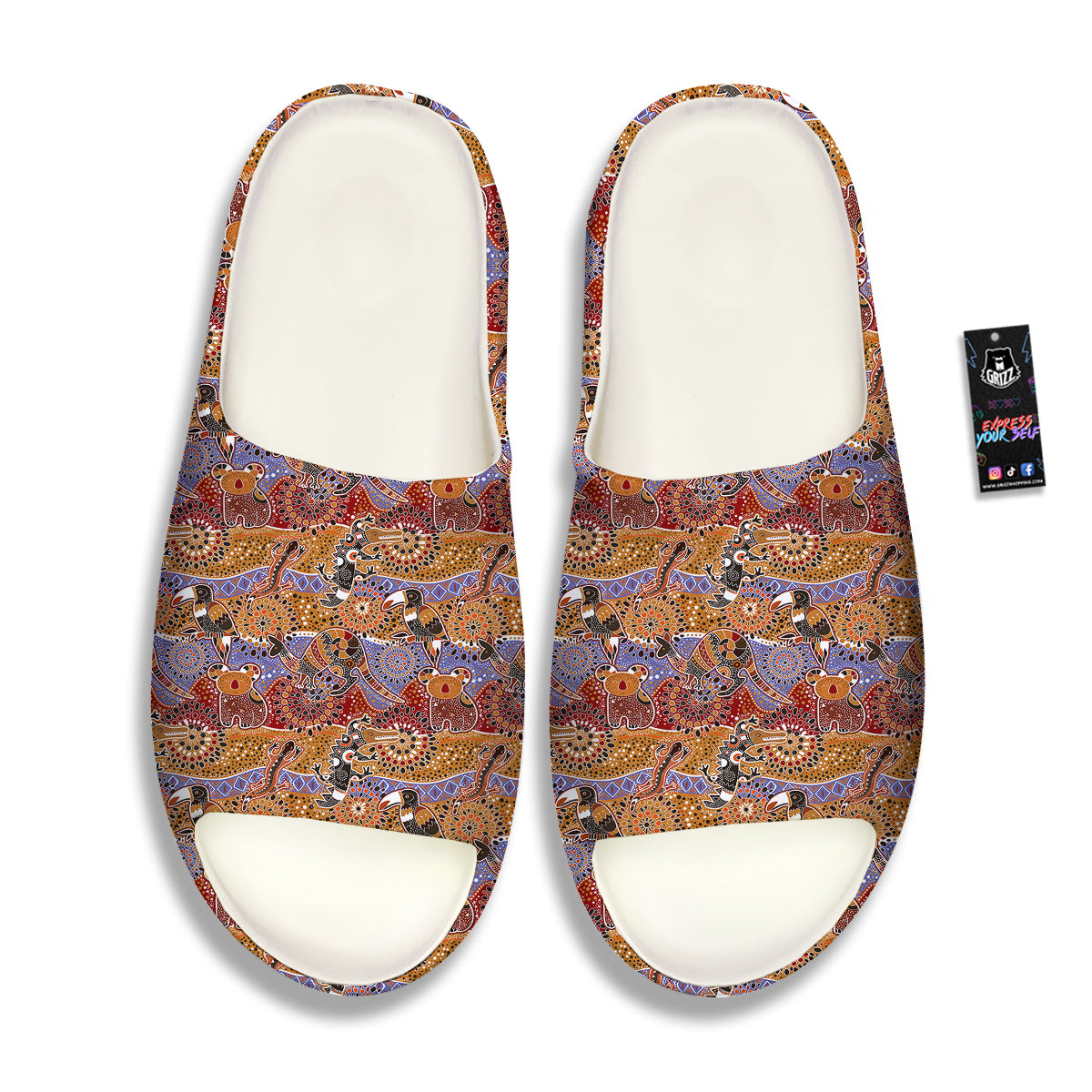 Animals Aboriginal Print Pattern Sandals-grizzshop