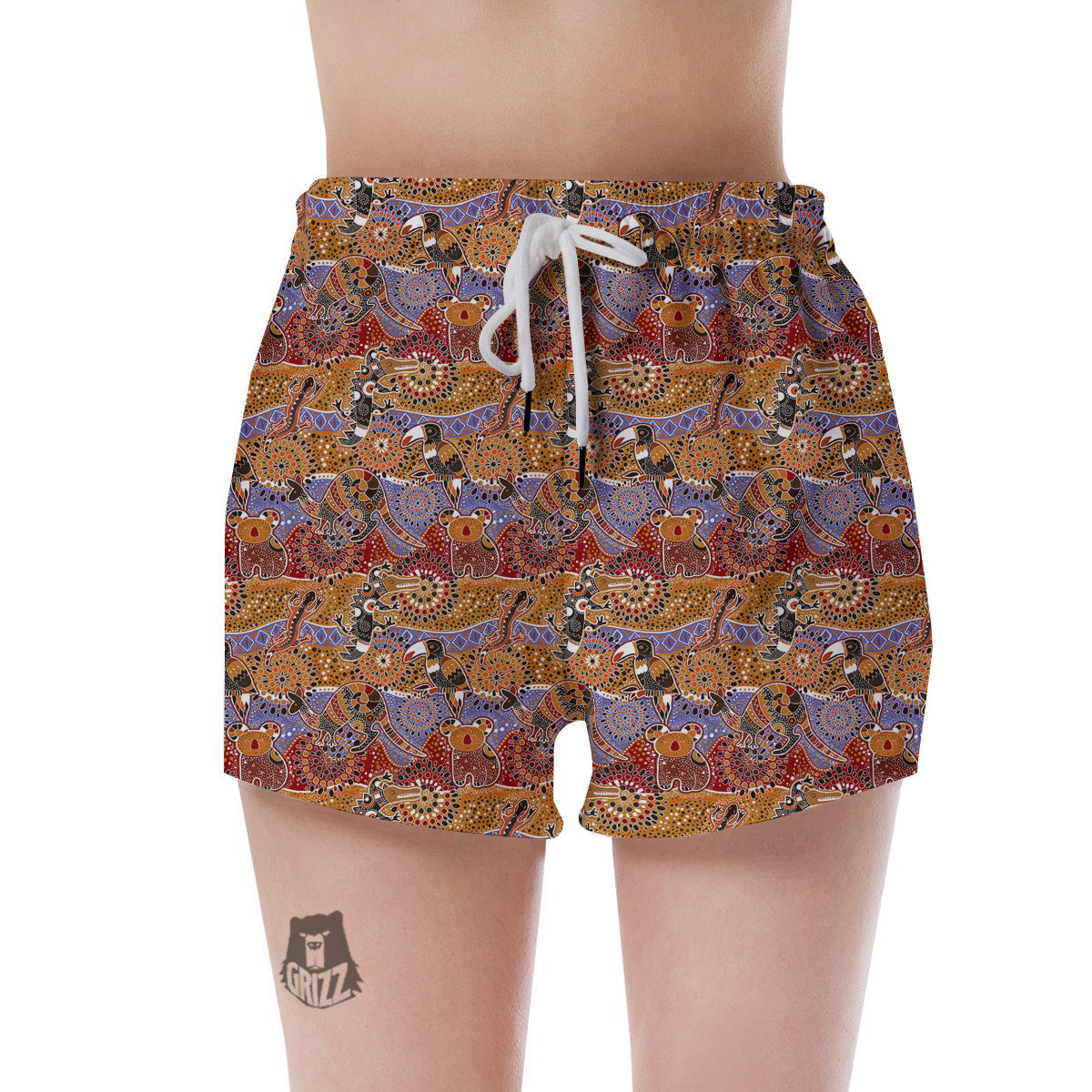 Animals Aboriginal Print Pattern Women's Shorts-grizzshop