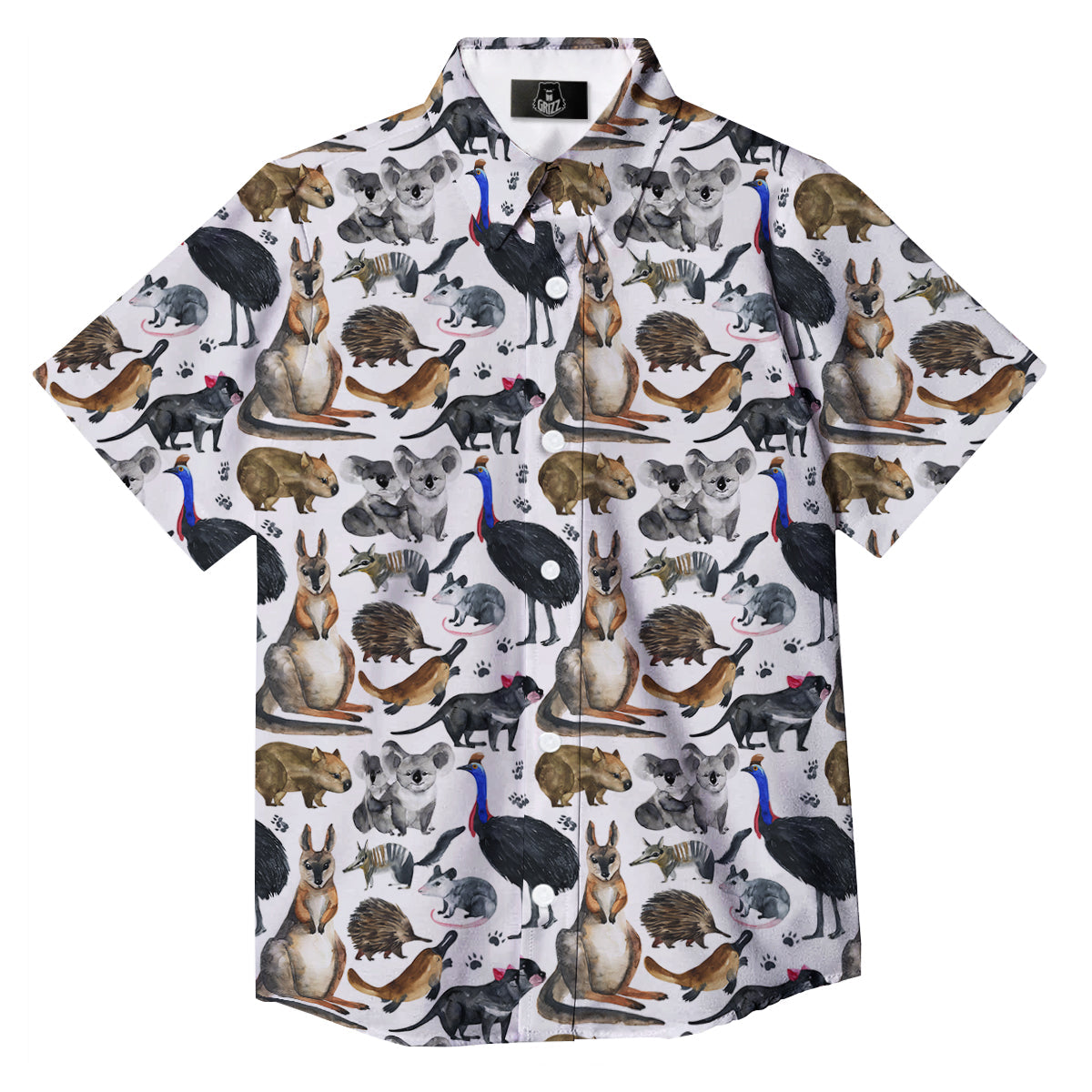 Animals Australian Print Pattern Button Up Shirt-grizzshop