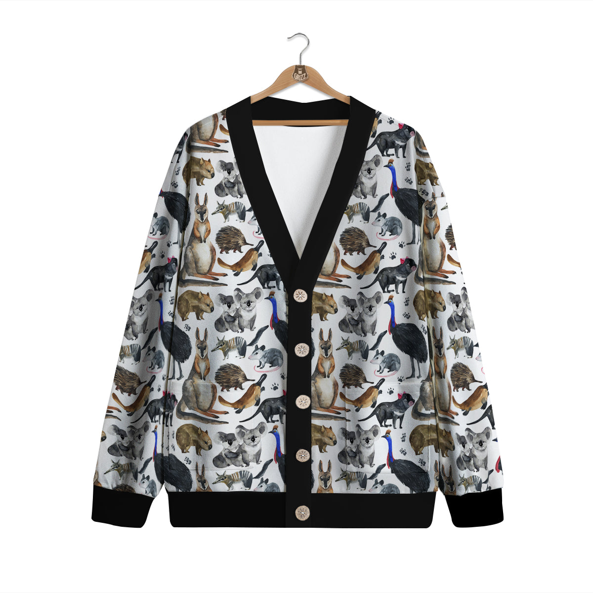 Animals Australian Print Pattern Cardigan-grizzshop