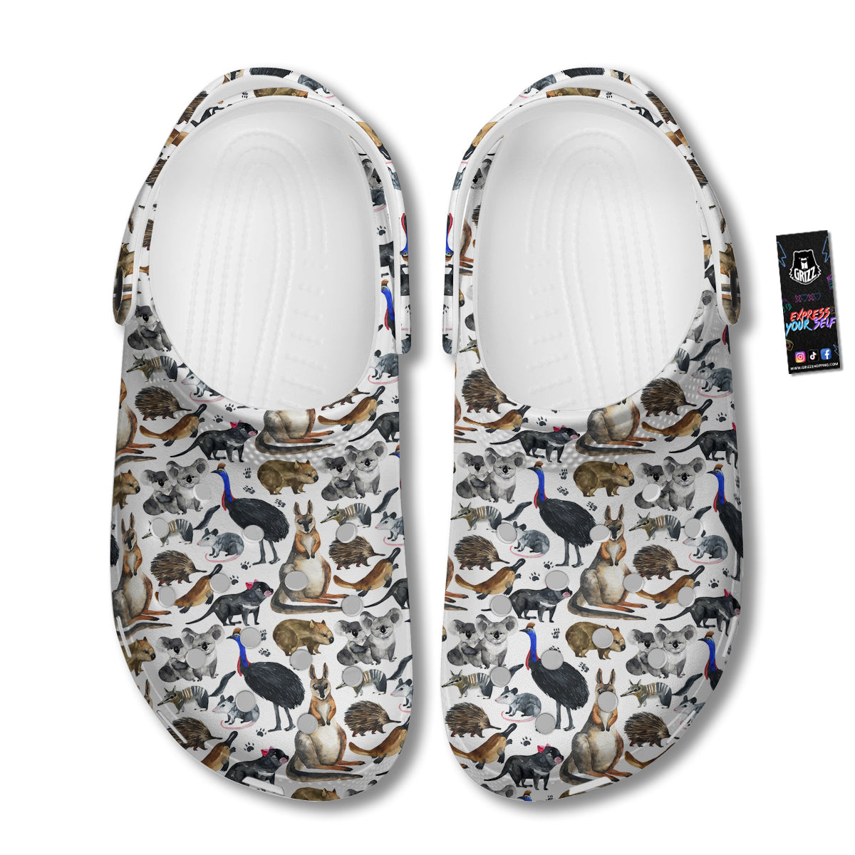 Animals Australian Print Pattern Clog-grizzshop