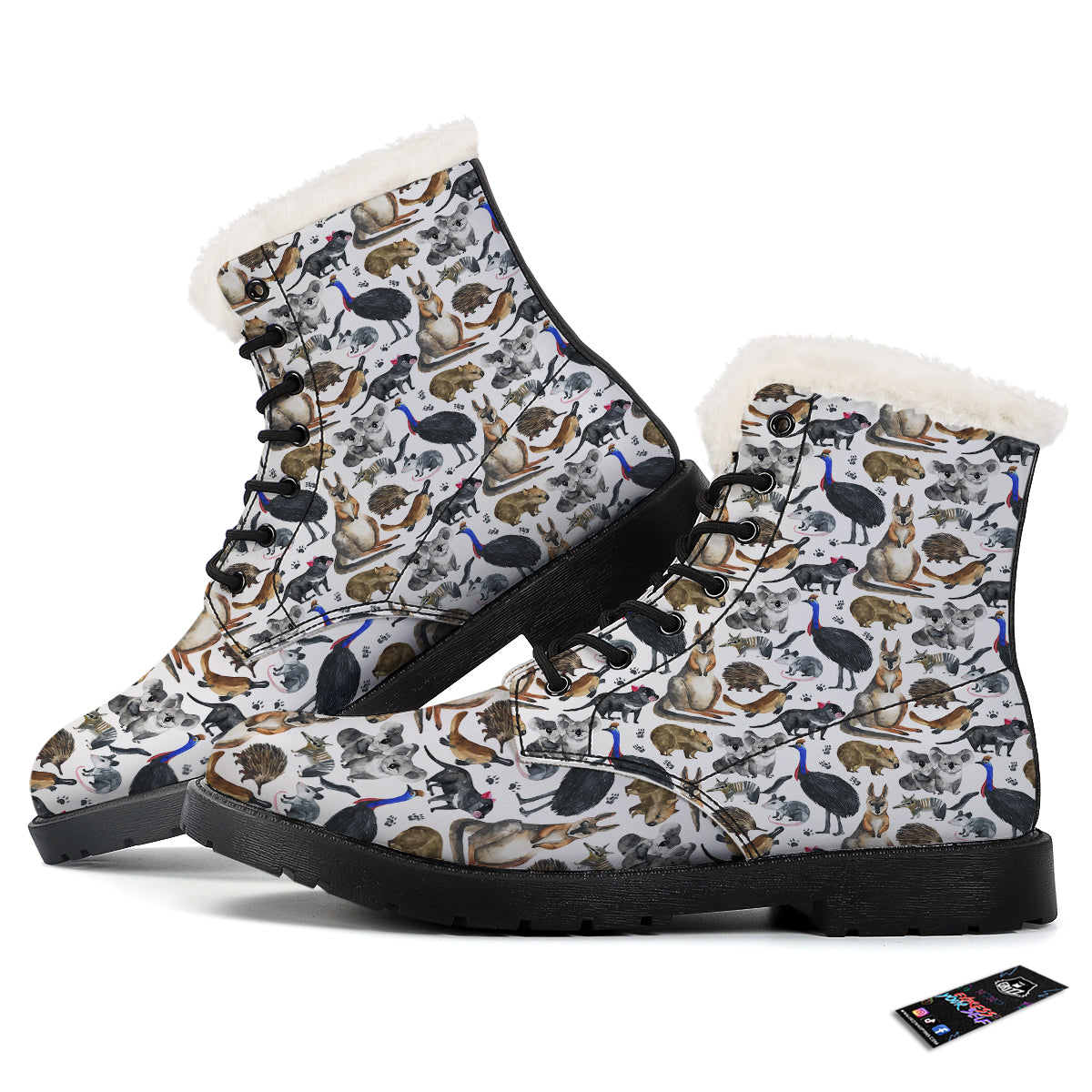 Animals Australian Print Pattern Winter Boots-grizzshop