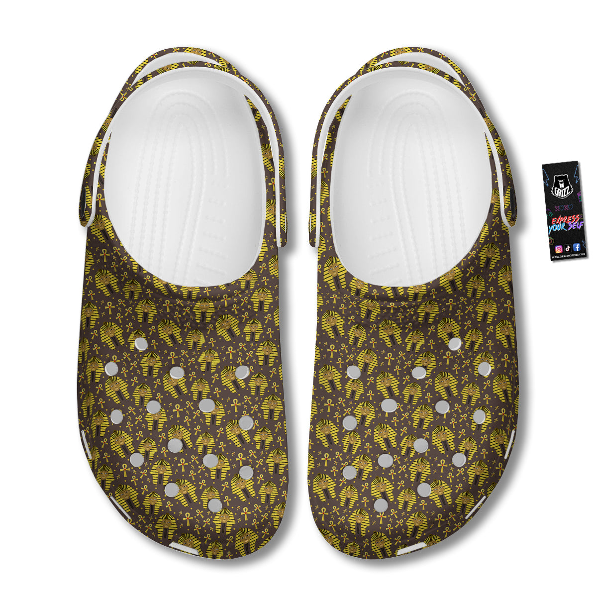 Ankh And Pharaoh Print Pattern Clog-grizzshop