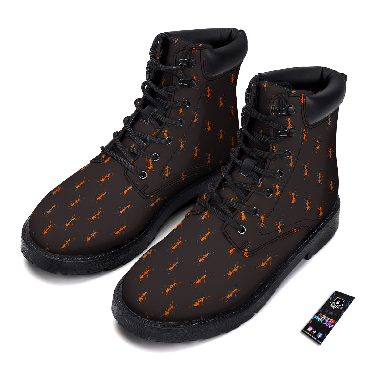 Ant Orange Print Pattern Boots-grizzshop
