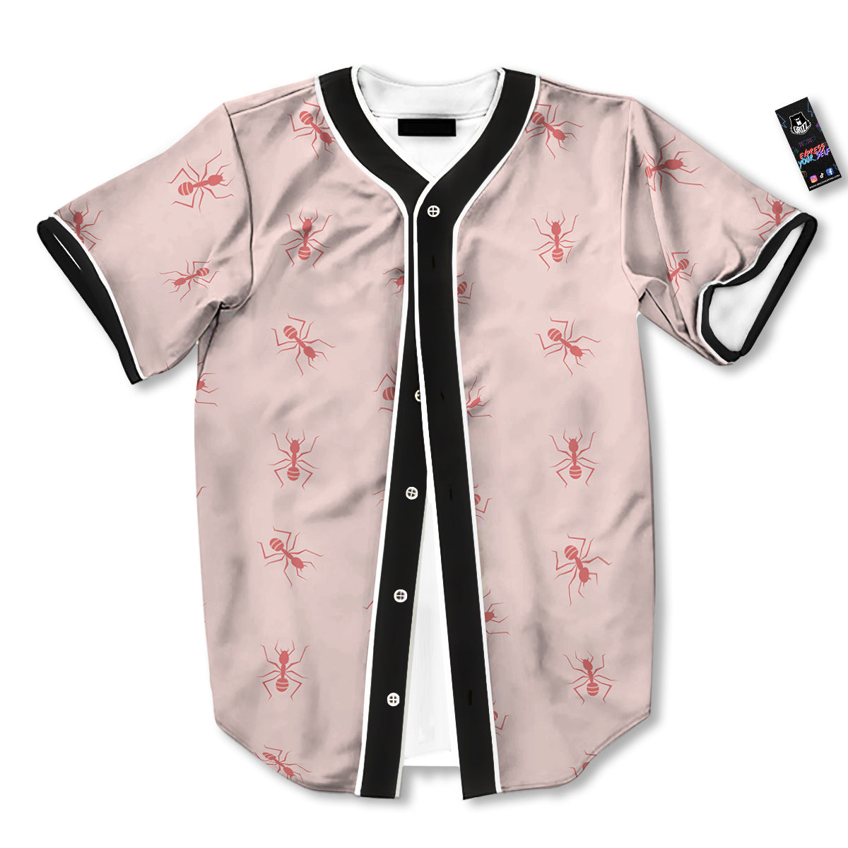 Ant Red Pink Print Pattern Baseball Jersey-grizzshop