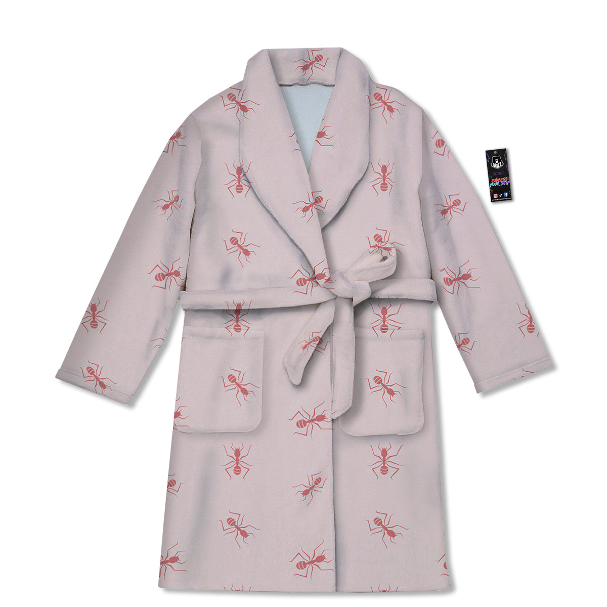 Ant Red Pink Print Pattern Bathrobe-grizzshop