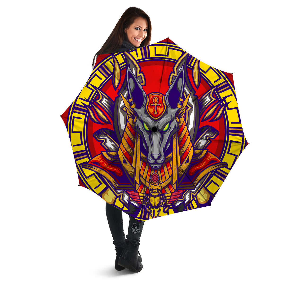 Anubis Exotic Egyptian Print Umbrella-grizzshop