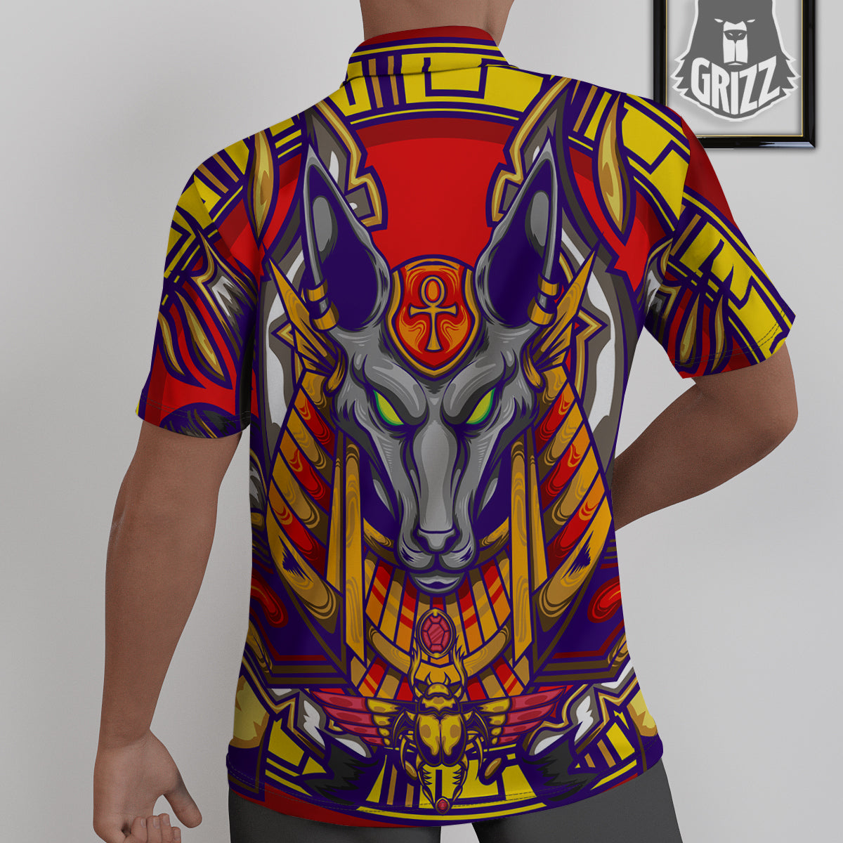 Anubis Exotic Egyptian Print Untucked Shirts-grizzshop