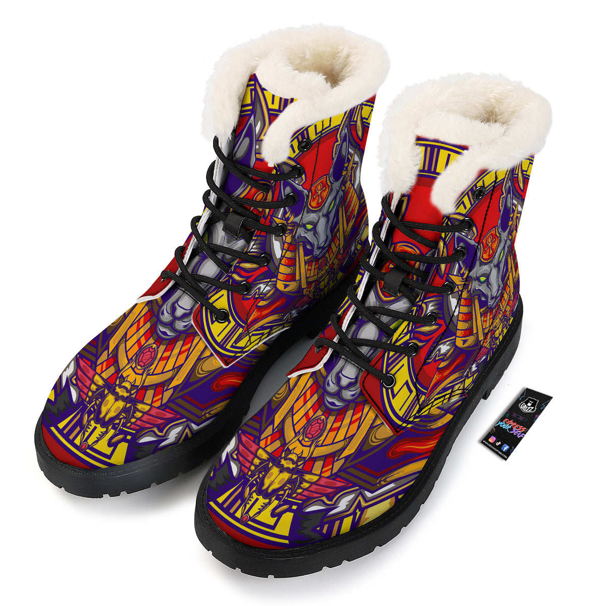 Anubis Exotic Egyptian Print Winter Boots-grizzshop
