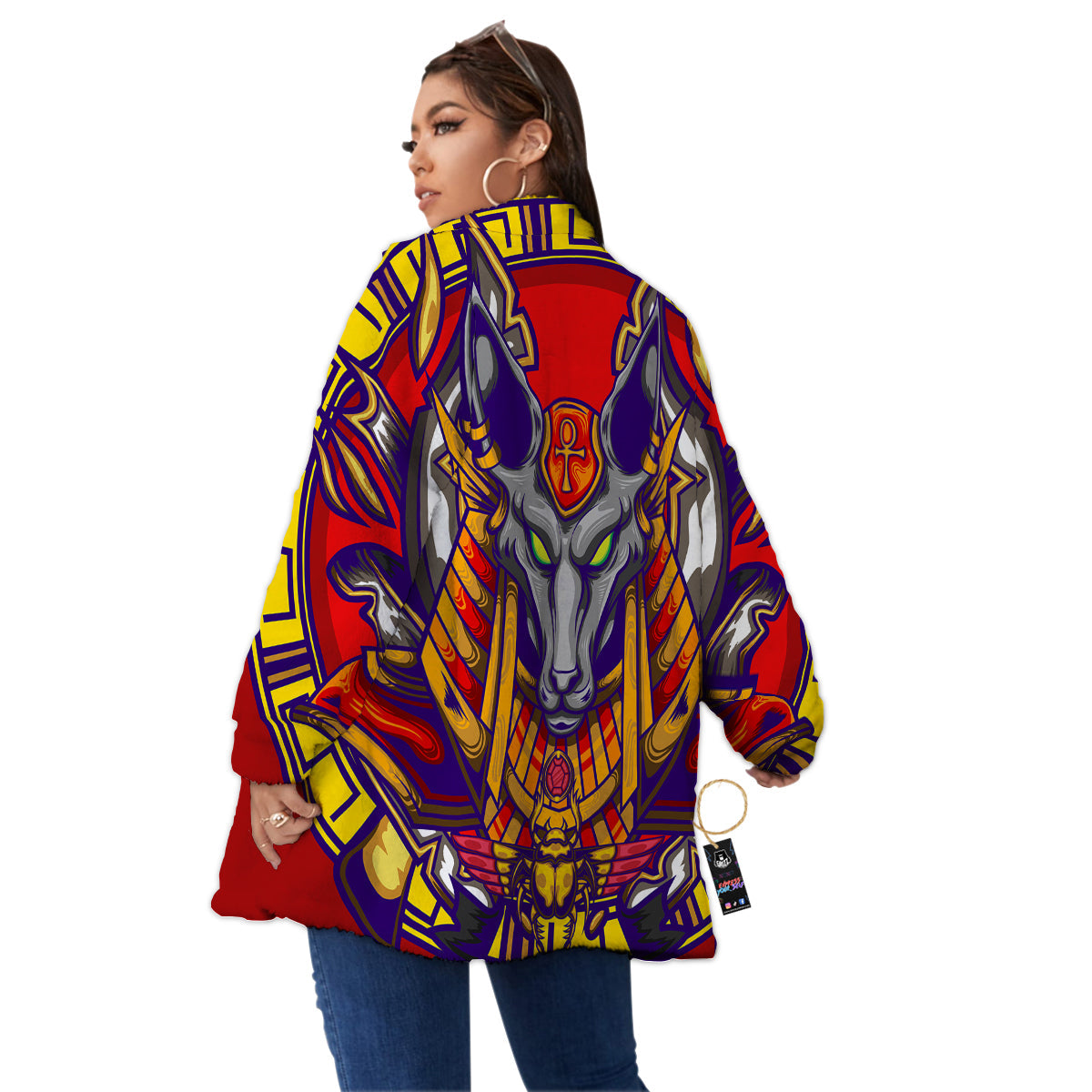 Anubis Exotic Egyptian Print Women's Sherpa Jacket-grizzshop