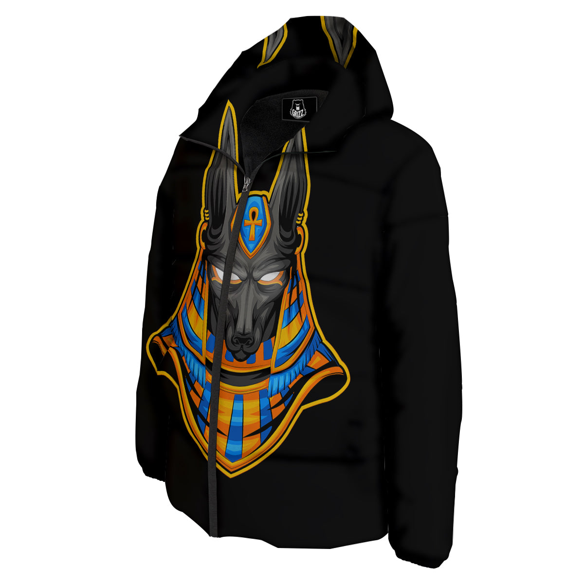 Anubis God Print Down Jacket-grizzshop