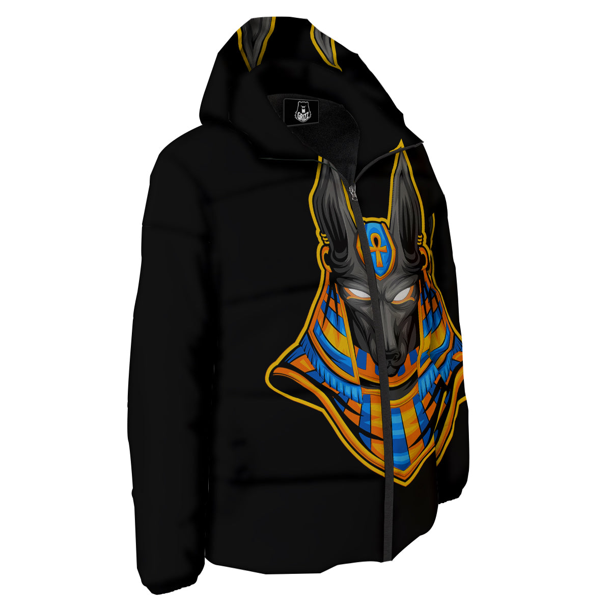 Anubis God Print Down Jacket-grizzshop