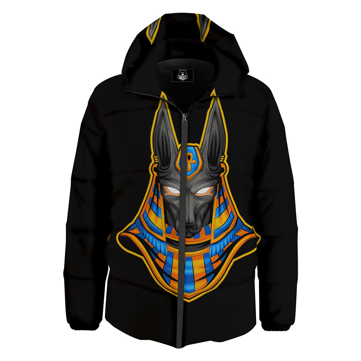 Anubis God Print Down Jacket-grizzshop