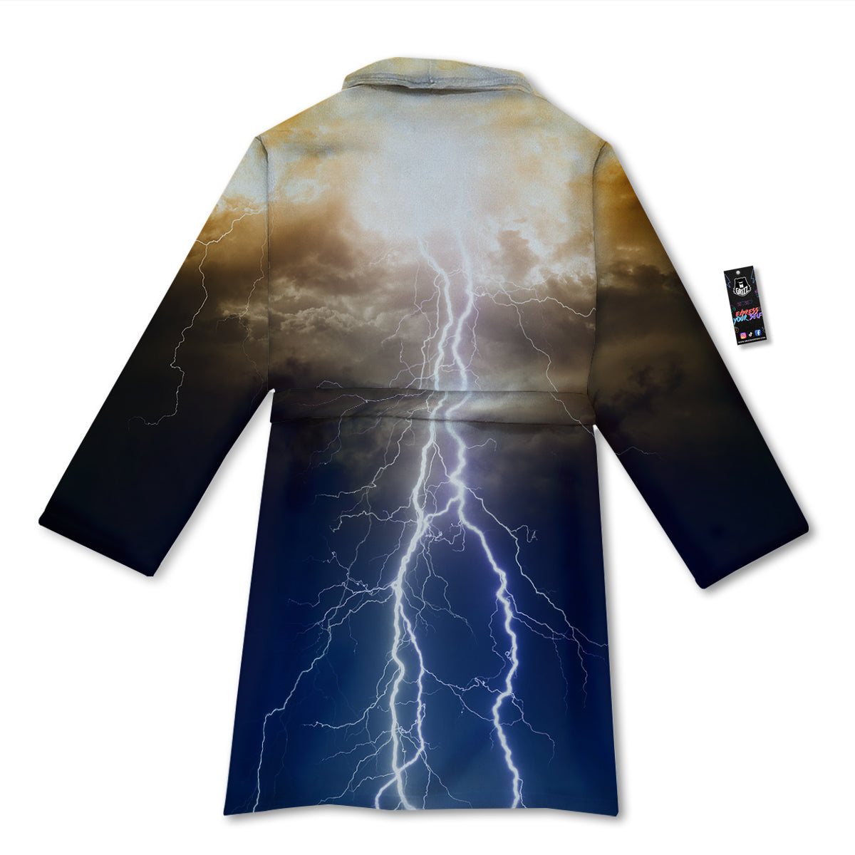 Apocalyptic Lightnings Print Bathrobe-grizzshop
