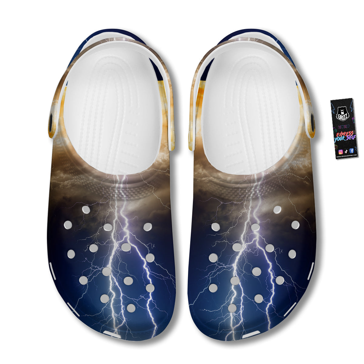 Apocalyptic Lightnings Print Clog-grizzshop