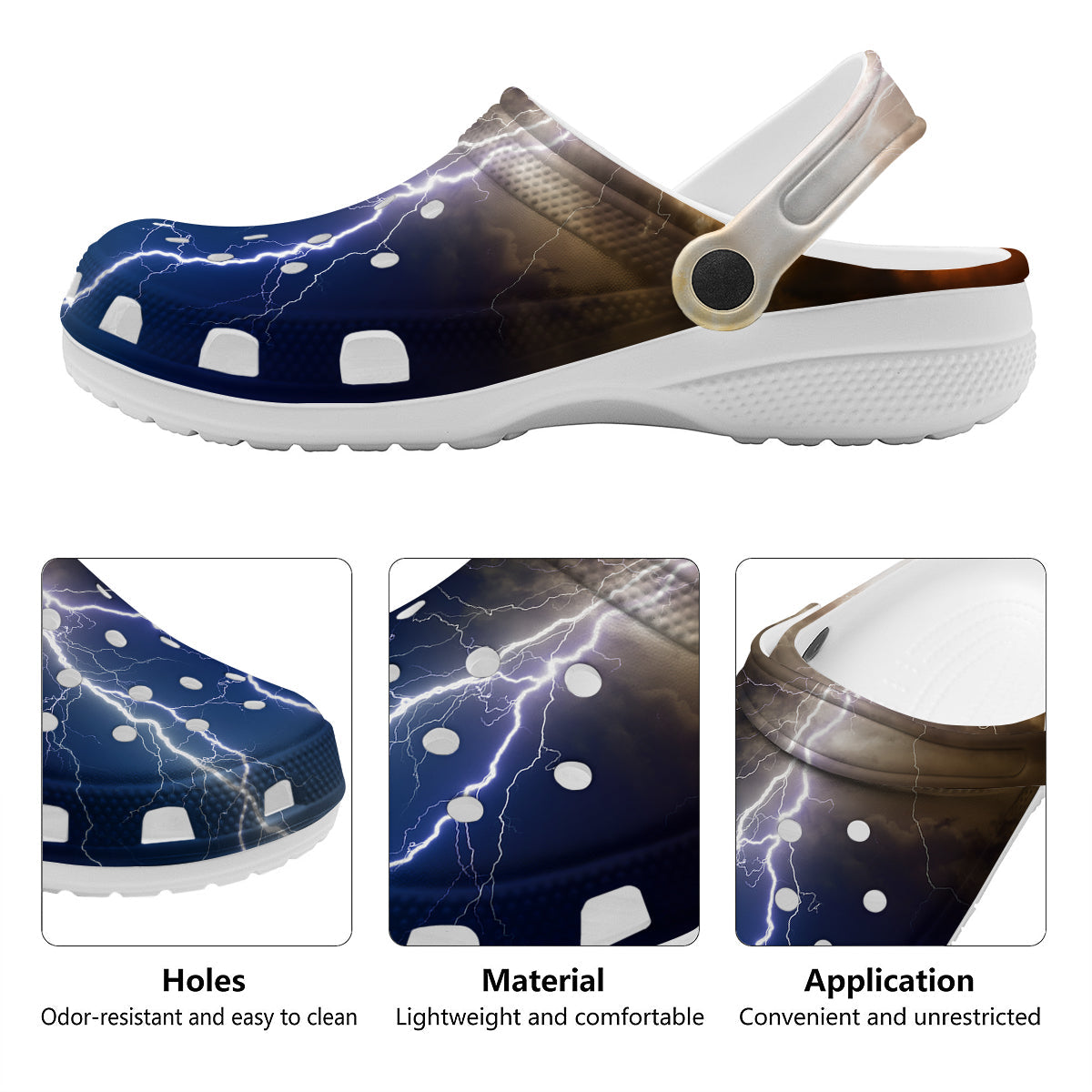 Apocalyptic Lightnings Print Clog-grizzshop