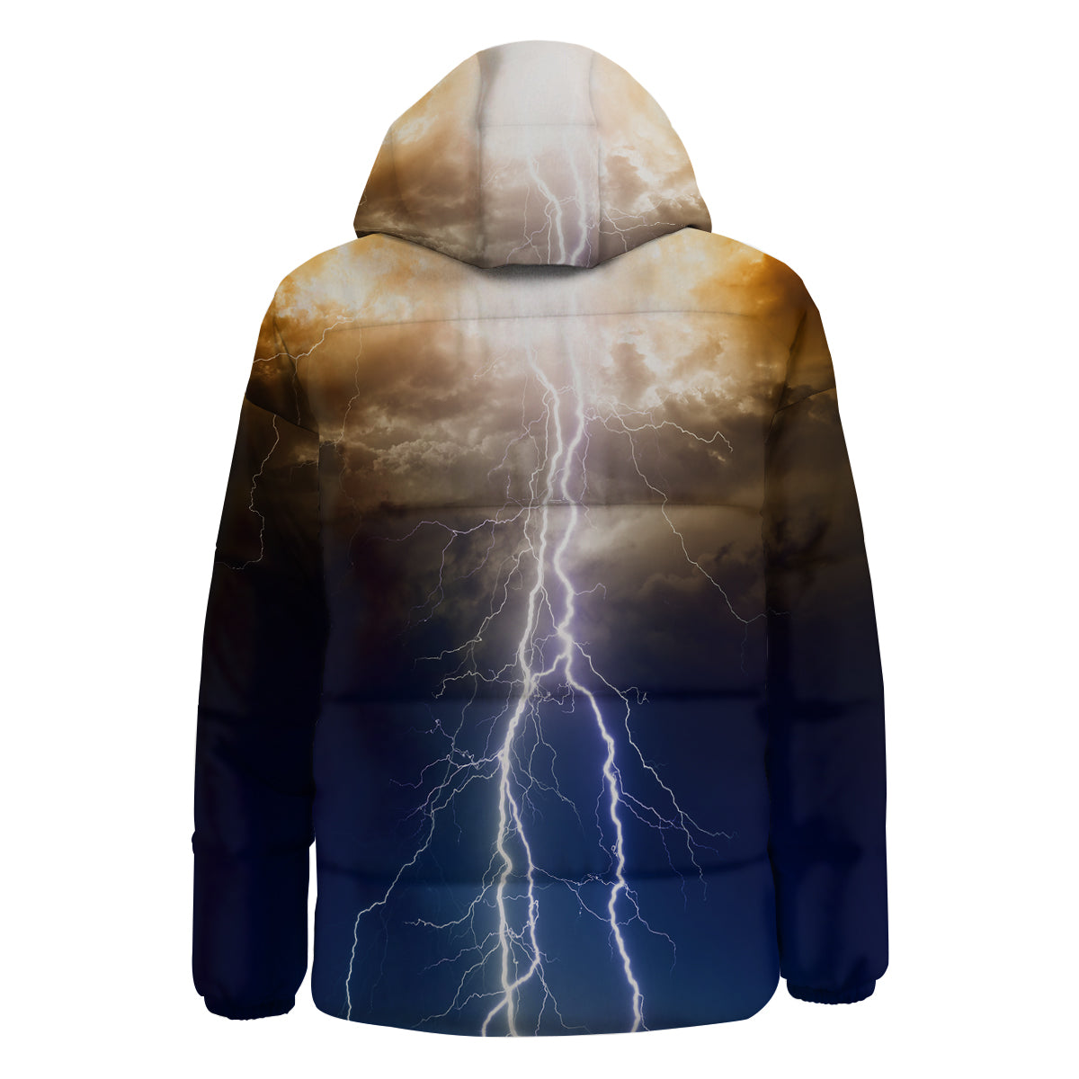 Apocalyptic Lightnings Print Down Jacket-grizzshop