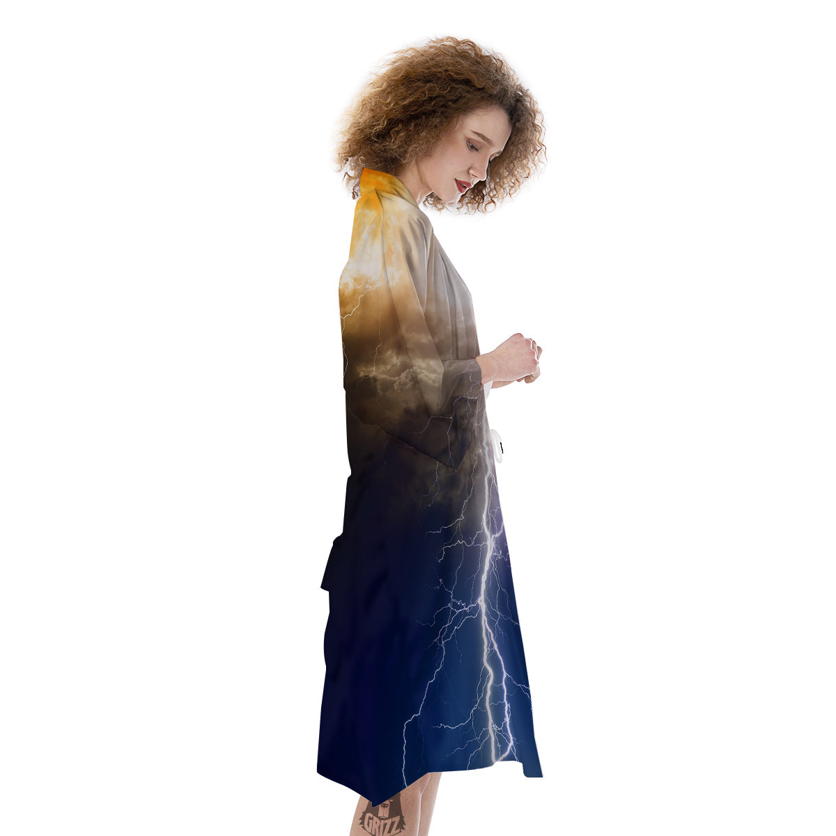 Apocalyptic Lightnings Print Kimono-grizzshop