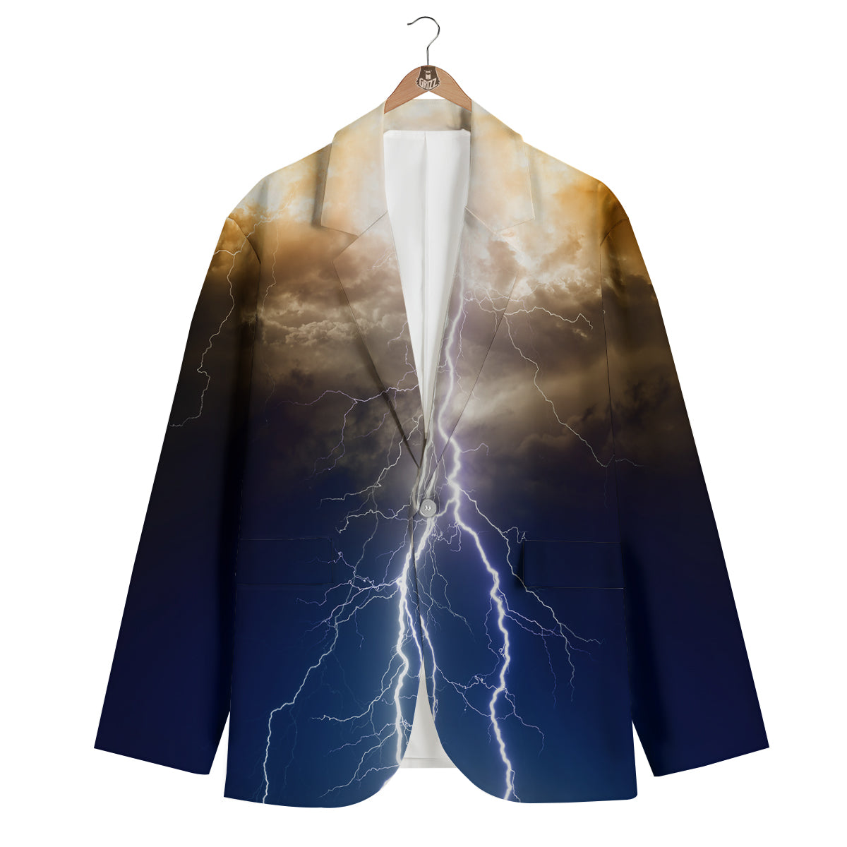 Apocalyptic Lightnings Print Men's Blazer-grizzshop