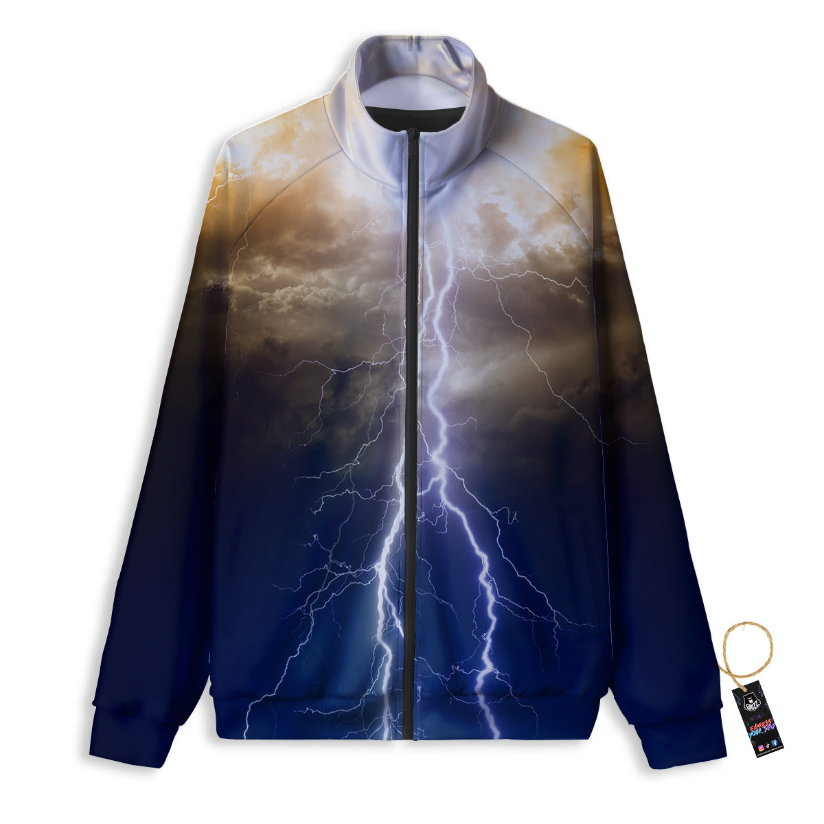 Apocalyptic Lightnings Print Track Jacket-grizzshop