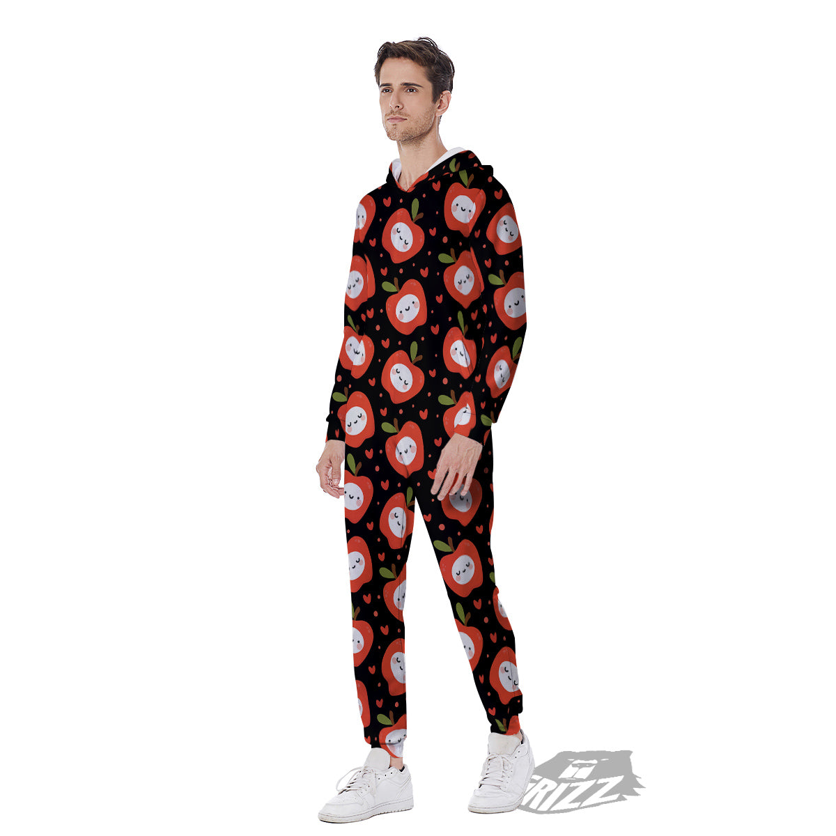 Apple Cute Print Pattern Men's Jumpsuit-grizzshop