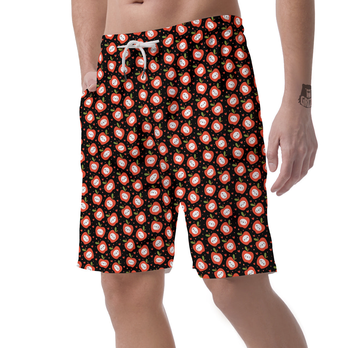 Apple Cute Print Pattern Men's Shorts-grizzshop
