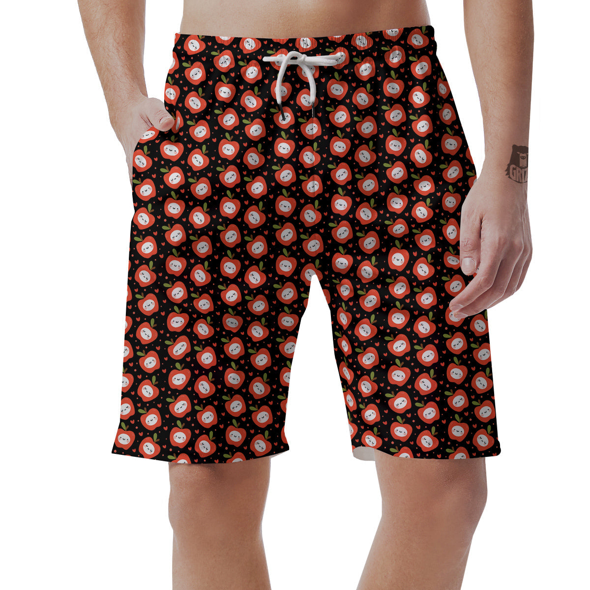Apple Cute Print Pattern Men's Shorts-grizzshop
