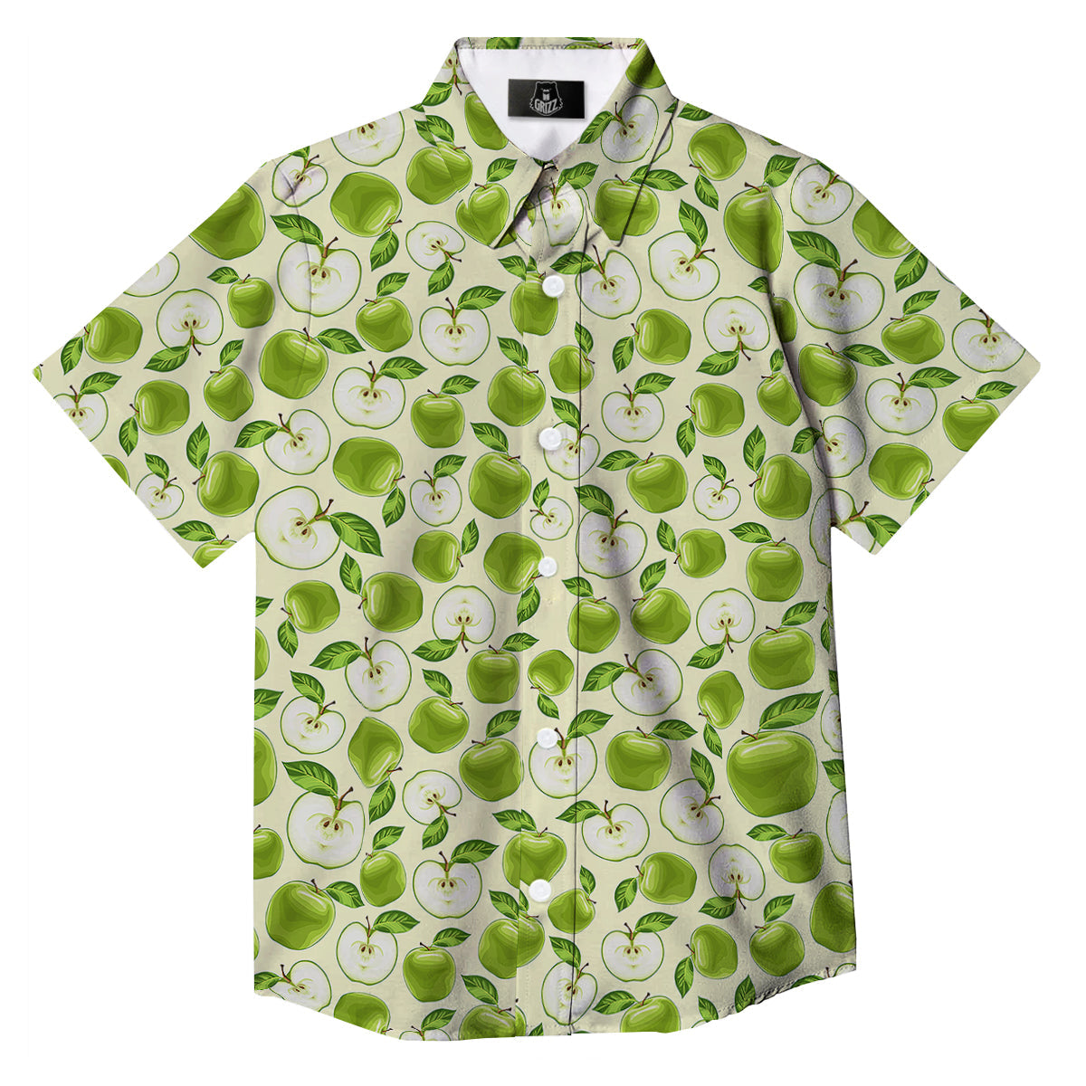 Apple Print Pattern Button Up Shirt-grizzshop