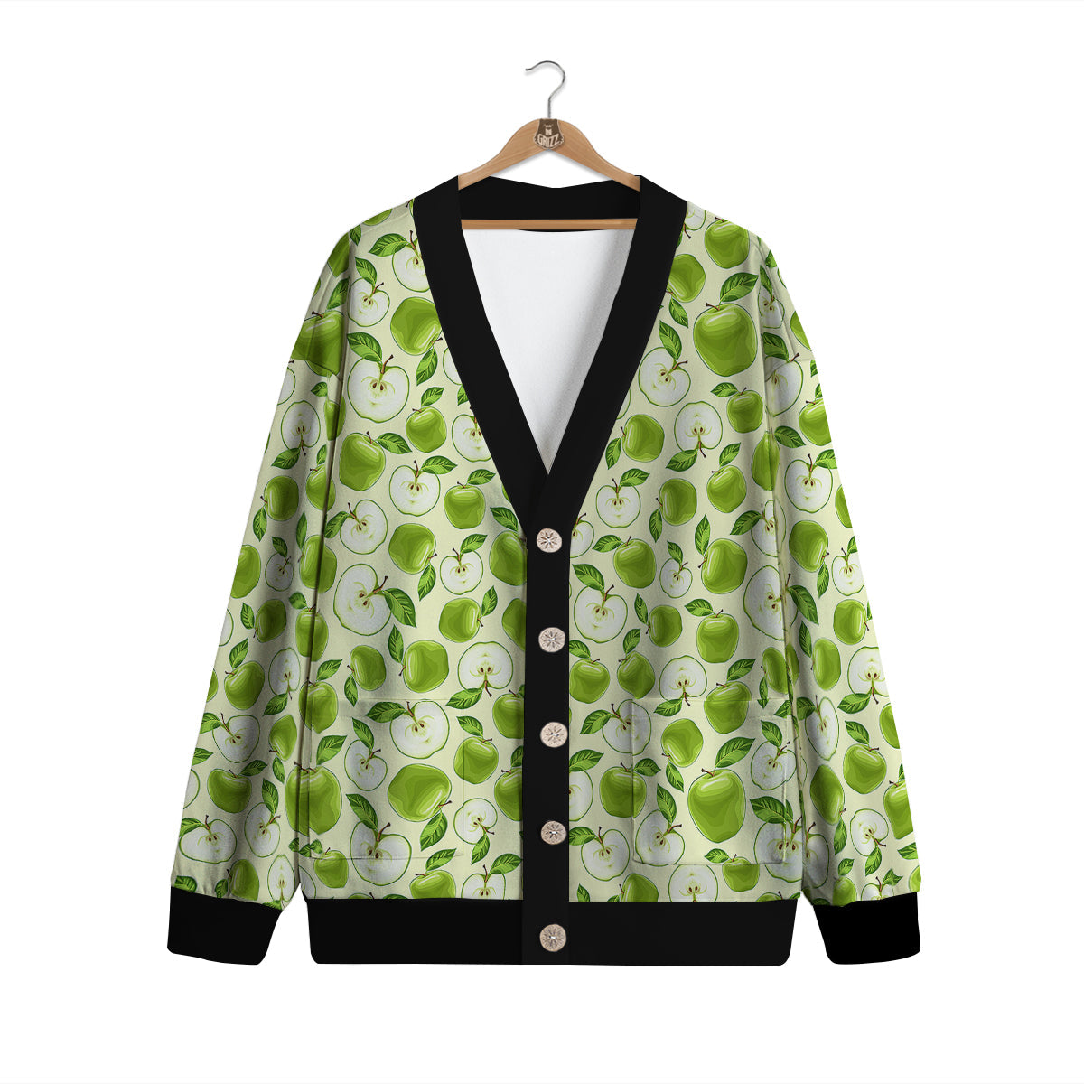 Apple Print Pattern Cardigan-grizzshop