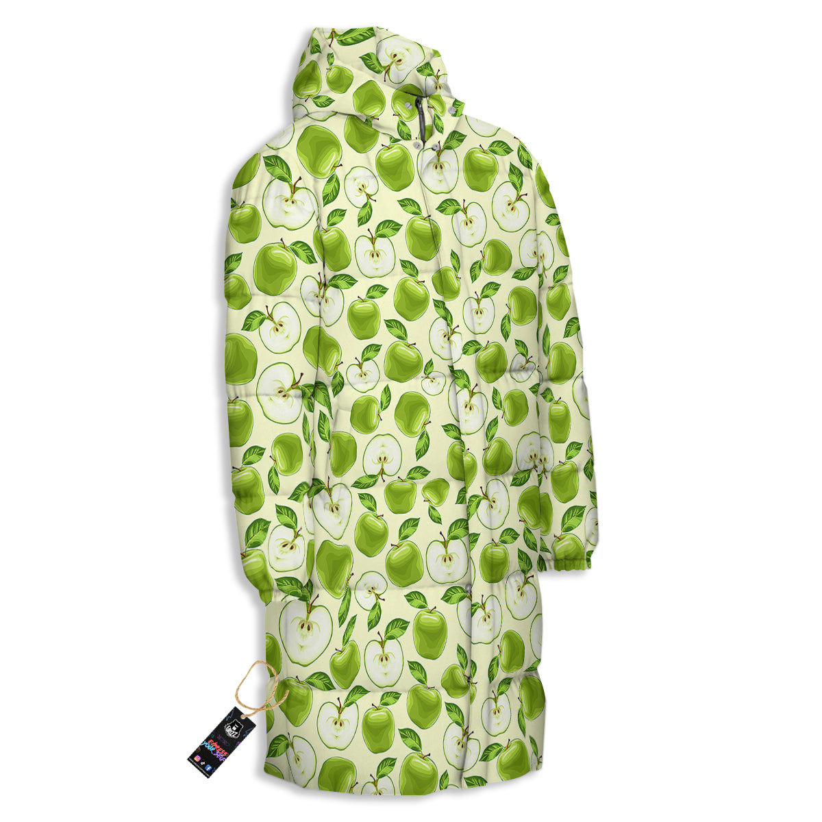 Apple Print Pattern Long Down Jacket-grizzshop