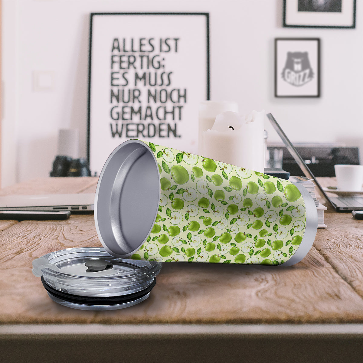Apple Print Pattern Tumbler-grizzshop